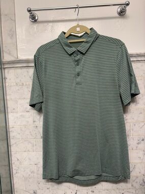 lululemon athletica Men's Sage Green Striped Polo